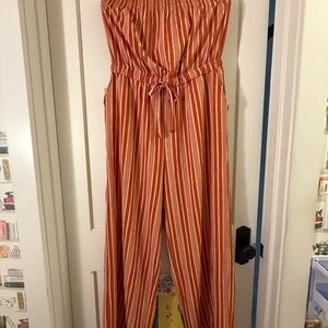 No Boundaries Orange and White Jumpsuit NWT